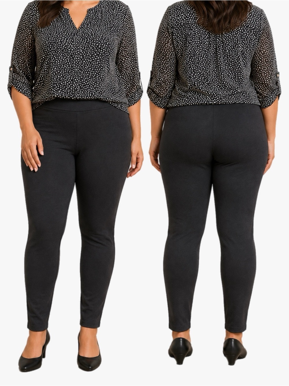 NWT Catherines Plus Size 1X Ponte Knit Leggings Charcoal Gray Pull-On Stretch